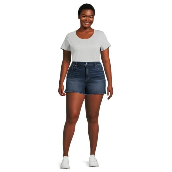 No Boundaries Juniors and Juniors Plus Mid Rise Denim Shorts, 3” Inseam, Sizes 1-21