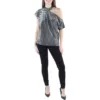 Sanctuary Womens Silver Metallic Dressy Shiny Pullover Top Blouse L BHFO 4549