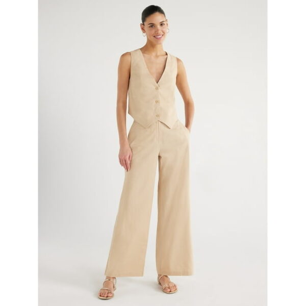 Scoop Women's Tailored Linen Vest, Sizes XS-XXL