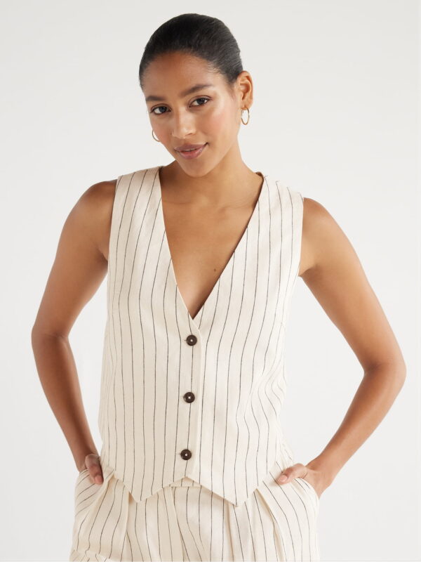 Scoop Women's Tailored Linen Vest, Sizes XS-XXL