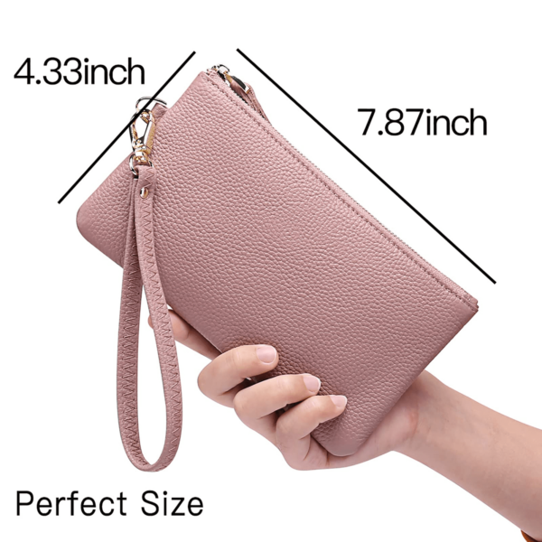 Sendefn Women's Wristlet Clutch Slim Leather Wallet RFID Blocking Handbag