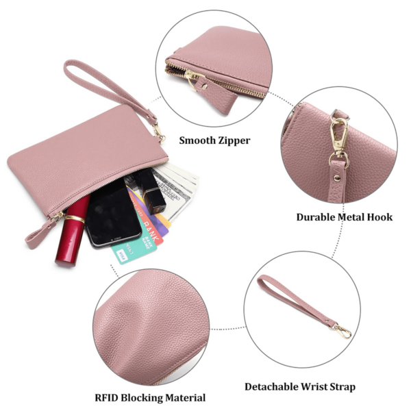 Sendefn Women's Wristlet Clutch Slim Leather Wallet RFID Blocking Handbag