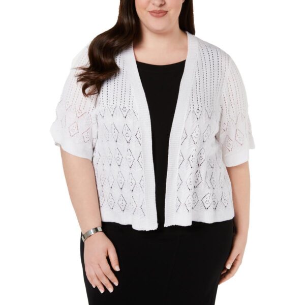 Signature By Robbie Bee Womens White Knit Shrug Sweater Shell Plus 2X BHFO 1375