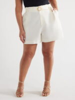 Sofia Jeans Women's and Women's Plus Linen Blend Paperbag Shorts, 4.75" Inseam, Sizes XS-5X