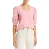 Status by Chenault Womens Pink V Neck Knit Tee T-Shirt Top XL BHFO 8344