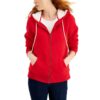 Style & Co. Womens Red Sherpa Lined Cotton Hoodie Jacket L BHFO 1153