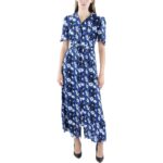 The Golden Globe Clothing Womens Blue Long Short Sleeve Maxi Dress S BHFO 4922
