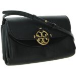 Tory Burch Womens Miller Black Leather Shoulder Handbag Purse Small BHFO 2616