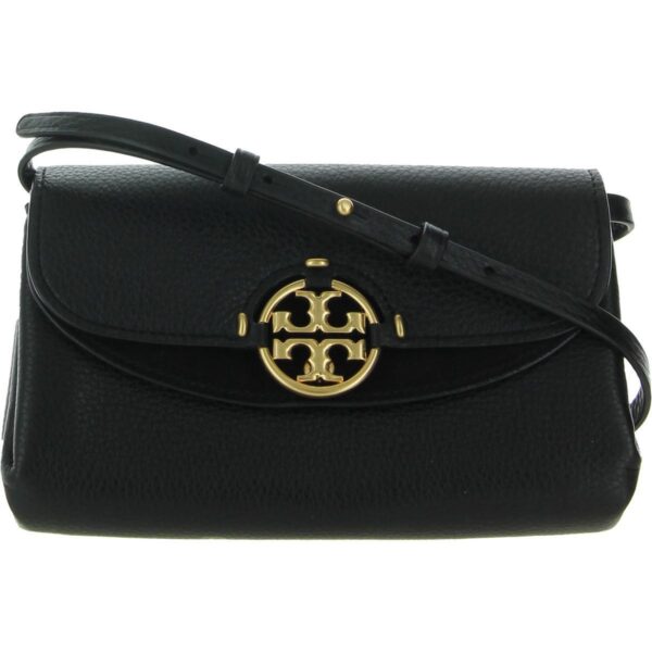 Tory Burch Womens Miller Black Leather Shoulder Handbag Purse Small BHFO 2616