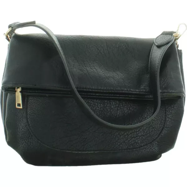 Urban Expressions Womens Blake Black Fold-Over Satchel Handbag Medium BHFO 0330