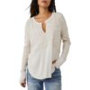 We The Free Womens Beige Knit Long Sleeve Tee Thermal Top Shirt XS BHFO 9225