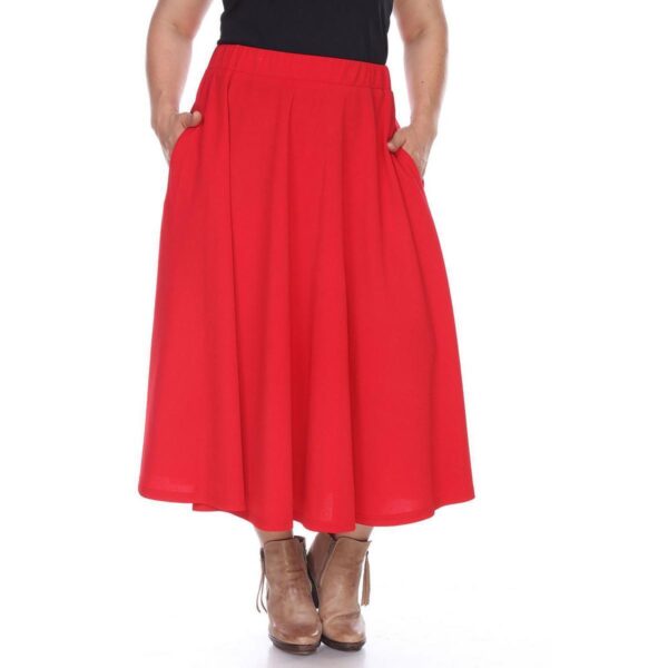 White Mark Womens Red Knit Textured Midi A-Line Skirt Plus 3XL BHFO 5292