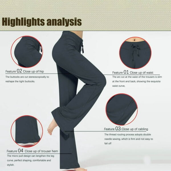 Wide Leg Yoga Pants for Women Loose Comfy Flare Sweatpants with Pockets High Waist Stretch Pants Regular Fit Trouser Pant Dark Gray L