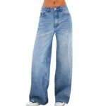 Women's High Waisted Wide Leg Baggy Jeans Mid Ripped Frayed Hem Casual Trousers 90S Boyfriend Jeans With Pockets Jeans for Women