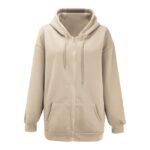 Women's Hoodies & Sweatshirts Clearance Women's Fall Jacket Oversized Pocket Sweatshirt Casual Drawstring Clothing Zipper Track Jacket Solid Color Long Sleeve Hooded Top