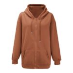 Women's Hoodies & Sweatshirts Clearance Women's Fall Jacket Oversized Pocket Sweatshirt Casual Drawstring Clothing Zipper Track Jacket Solid Color Long Sleeve Hooded Top