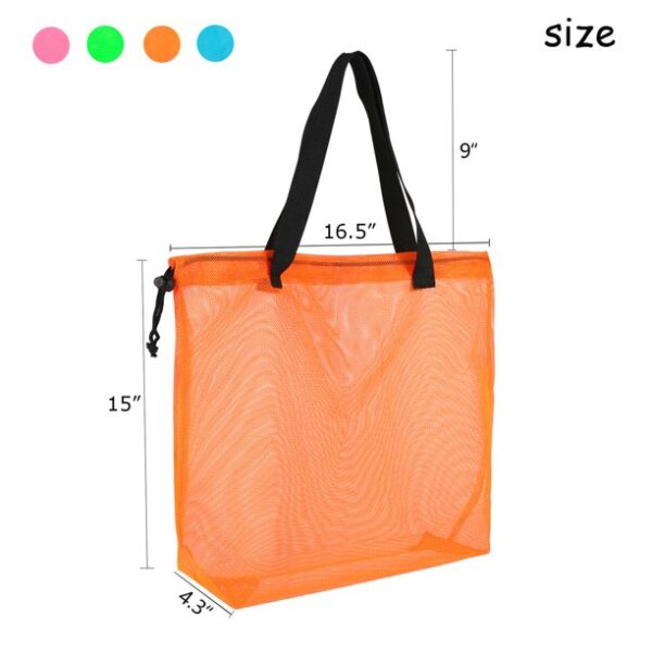 4pcs colorful mesh beach tote bag, mesh drawstring shopping bag suitable for gifts, toys, groceries and laundry