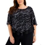 Alex Evenings Womens Black Sequined Top Blouse Shirt Plus 1X BHFO 9341