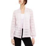 Alfani Womens Pink Open Front Ribbed Trim Cardigan Top Jacket L BHFO 2957