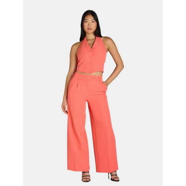 Attitude Unknown Women's Halter Vest and Wide Leg Pants Suit, 2-Piece, Sizes XS-XL