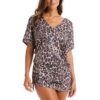 Bar III Womens Animal Print Caftan Beachwear Cover-Up BHFO 8687