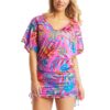 Bar III Womens Pink Printed Caftan Beachwear Cover-Up M BHFO 9153