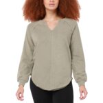 Black Tape_ Womens Green Split Neck Comfy Cozy Sweatshirt Loungewear S BHFO 2171
