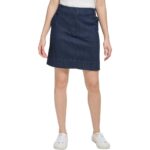Calvin Klein Womens Back Yoke Patch Pockets Front Zip Denim Skirt BHFO 0302