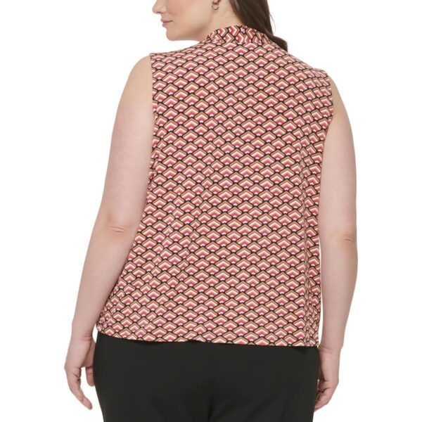 Calvin Klein Womens Tie Neckline Printed Sleeveless Blouse Plus BHFO 3270