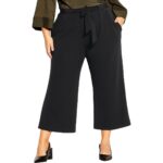 City Chic Womens Black Casual Pockets Belted Wide Leg Pants Plus 16 S BHFO 3363