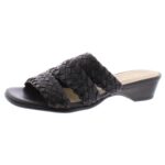 David Tate Womens Adagio Black Flat Slide Sandals Shoes 6 Wide (C,D,W) BHFO 8275