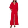 Donna Ricco Womens Surplice Neck Balloon Sleeves Wide Leg Jumpsuit BHFO 6995