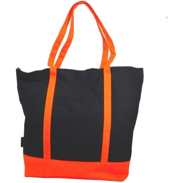 Ezprogear Large Heavy Duty Canvas Tote Bag 20" W x 17" H x 6" D (Black/Dark Orange)