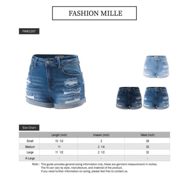 FashionMille Women's Casual Summer Ripped Stretchy Distress Denim Jean Shorts