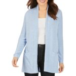 Foxcroft Womens Blue Open Front Textured Cardigan Top Jacket XL BHFO 8863
