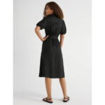 Free Assembly Women’s Midi Shirtdress with Puff Sleeves, Sizes XS-XXL