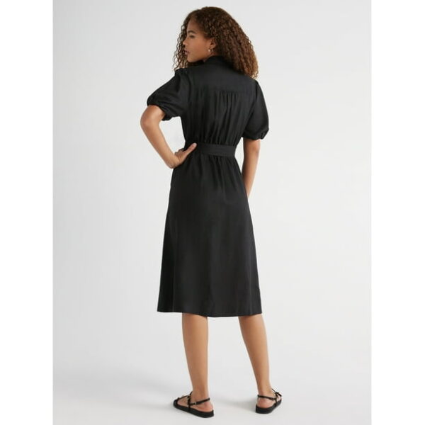 Free Assembly Women’s Midi Shirtdress with Puff Sleeves, Sizes XS-XXL