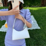 FunnyBeans Retro Classic Clutch Shoulder Bag with Zipper Closure for Female, White
