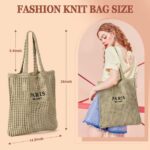 Gocvo Crochet Tote Bag for Women, Crochet Mesh Summer Tote Bag Summer Vacation Aesthetic (Khaki)