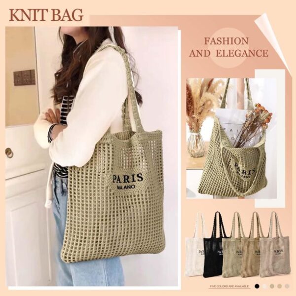 Gocvo Crochet Tote Bag for Women, Crochet Mesh Summer Tote Bag Summer Vacation Aesthetic (Khaki)