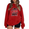 HAPIMO Oversized Sweatshirts Loose Pullover for Women Holiday Casual Relaxed Sports Teen Girls Outwear Clothing Fashion Class 2024 Crew Neck Long Sleeve Red XL