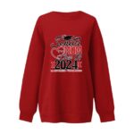 HAPIMO Oversized Sweatshirts Loose Pullover for Women Holiday Casual Relaxed Sports Teen Girls Outwear Clothing Fashion Class 2024 Crew Neck Long Sleeve Red XL