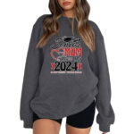 HAPIMO Oversized Sweatshirts Loose Pullover for Women Holiday Casual Relaxed Sports Teen Girls Outwear Clothing Fashion Class 2024 Crew Neck Long Sleeve Red XL