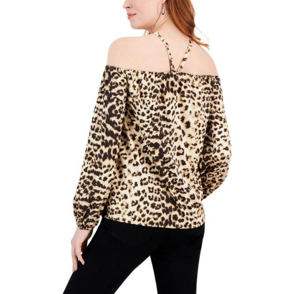 INC Womens Animal Print Bishop Sleeve Blouse Halter Top BHFO 9078