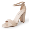 J. Adams Shirley High Beige Heels for Women - Open Toe Ankle Strap Block Heel Dress Platform Sandals