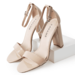 J. Adams Shirley High Beige Heels for Women - Open Toe Ankle Strap Block Heel Dress Platform Sandals