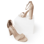 J. Adams Shirley High Beige Heels for Women - Open Toe Ankle Strap Block Heel Dress Platform Sandals