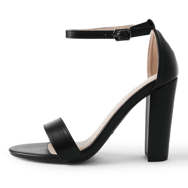 J. Adams Shirley High Black Heels for Women - Open Toe Ankle Strap Block Heel Dress Platform Sandals