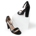 J. Adams Shirley High Black Heels for Women - Open Toe Ankle Strap Block Heel Dress Platform Sandals