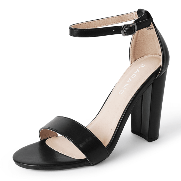 J. Adams Shirley High Black Heels for Women - Open Toe Ankle Strap Block Heel Dress Platform Sandals